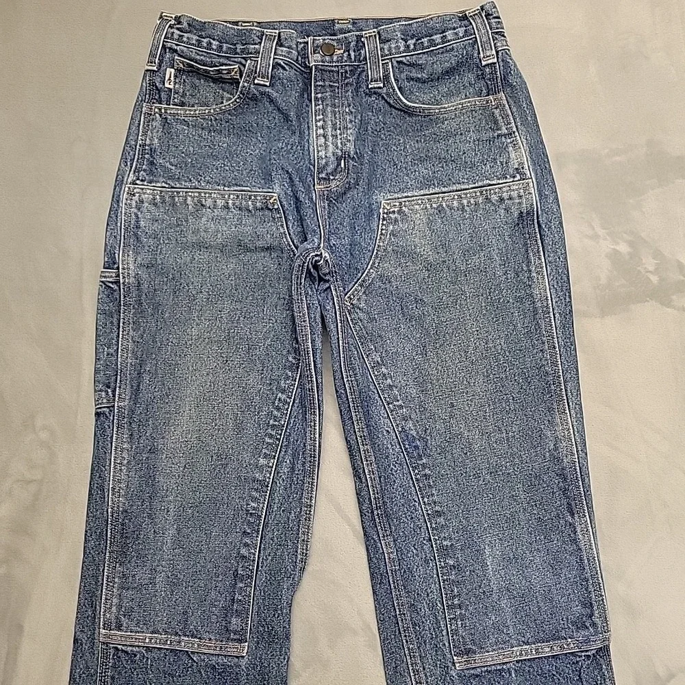 Carhartt Jeans Mens 33x32 Blue Double Knee Relaxed FR Cargo Logger Workwear